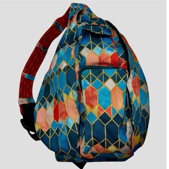 Kavu Rope Sling Backpack Bag Stained Glass Print Multi Pocket main image 4